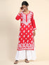 Samma Premium Hand Embroidery Chikankari Kurta in Modal Cotton- Red
